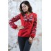 Embroidered blouse "Flower Ornament" White on Red